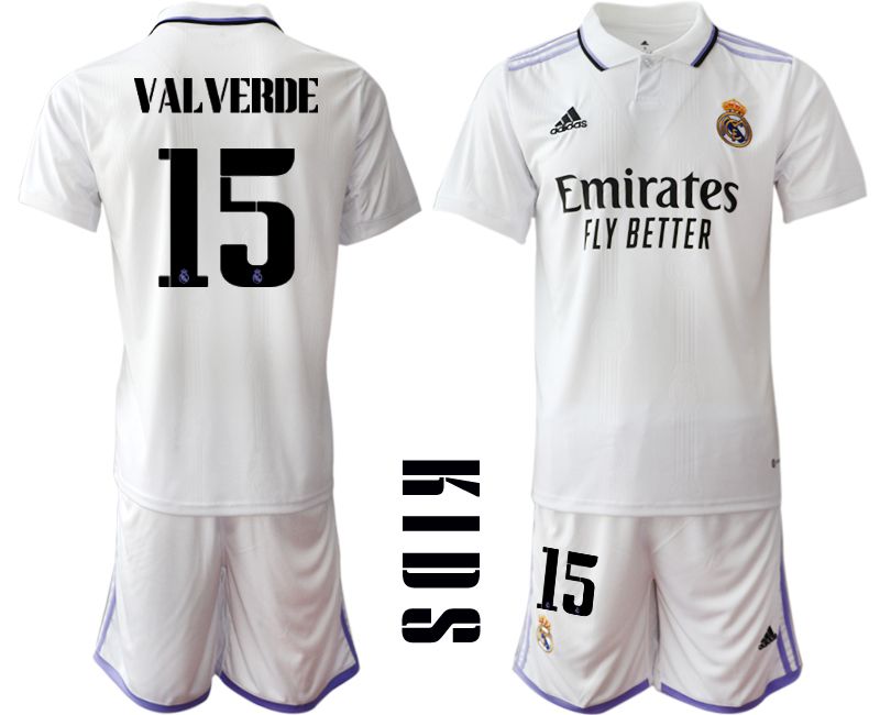Youth 2022-2023 Club Real Madrid home white #15 Soccer Jersey
